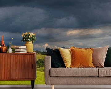 Herannahendes Gewitter in der Toskana, Italien