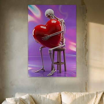 Vasthouden aan liefde skelet kunstillustratie