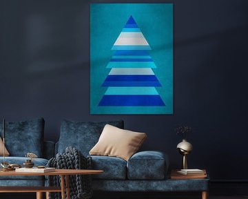 Arbre d'hiver minimaliste en couches de tons bleus froids