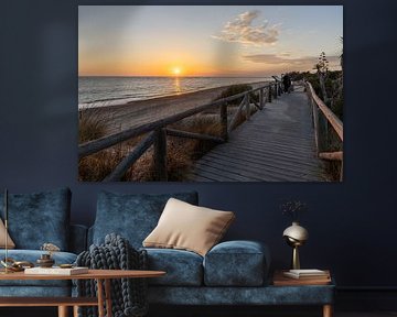 Sunset on the beach, nature reserve of Los Corrales de Rota, Costa de la Lutz, Córdoba, Andalusia, Spain.