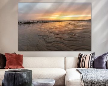 Sunset on the beach, nature reserve of Los Corrales de Rota, Costa de la Lutz, Córdoba, Andalusia, Spain