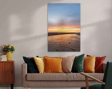 Sunset on the beach, nature reserve of Los Corrales de Rota, Costa de la Lutz, Córdoba, Andalusia, Spain