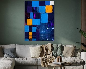 Neon-Regenblöcke: Urban Palette Reflexion