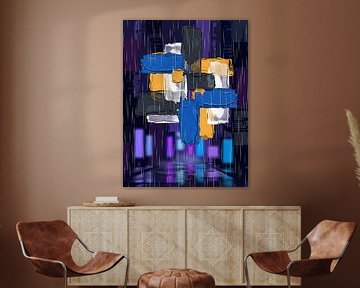 Neon-Regen-Leinwand: Urbane Abstraktion