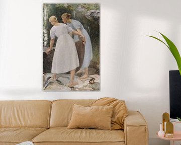 Filles poussant un bateau, 1925, Pekka Halonen