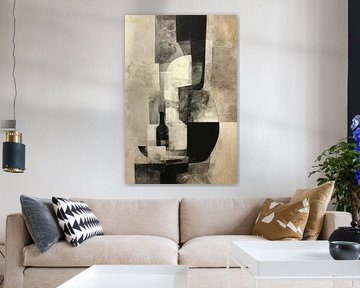 Black and White Abstract Painting - Geometric Modern Still Life by Joriali Abstract