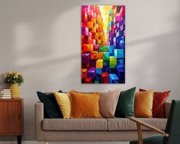 Stacked cubes - Three-dimensional colour spaces made of stacked cubes in a dialogue triptych (2 of 3) by AidasignArt
