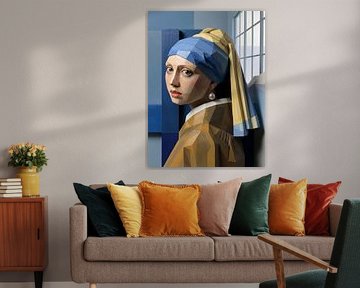 fille à la perle abstrait 3d