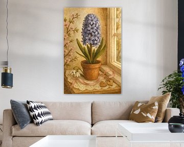 Delicaat ontwaken - hyacint met sneeuwklokjes