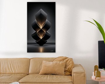 abstract black with soft gold by Gelissen Artworks