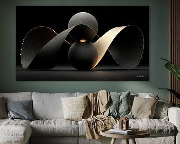 abstract black with soft gold by Gelissen Artworks