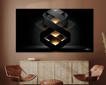 Abstraktes Schwarz mit zartem Gold