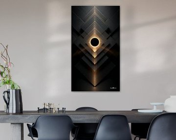 Abstraktes Schwarz mit zartem Gold