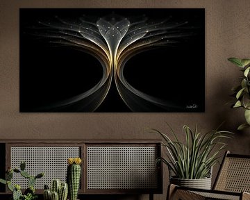 abstract black with soft gold by Gelissen Artworks