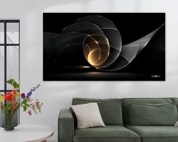 Abstraktes Schwarz mit zartem Gold