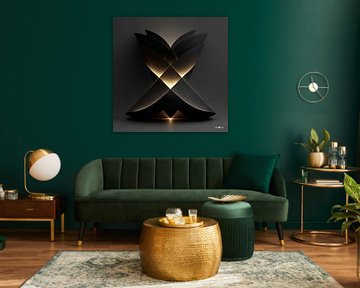 Abstraktes Schwarz mit zartem Gold