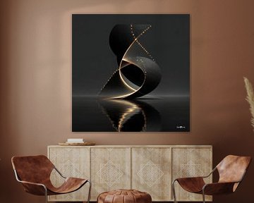 Abstraktes Schwarz mit zartem Gold