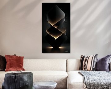 abstract zwart met zacht goud van Gelissen Artworks
