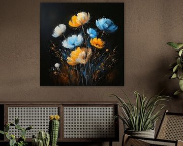 A still life of a bunch of vibrant colourful wildflowers .