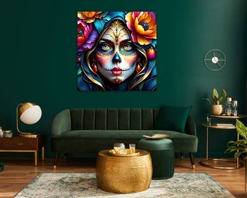 Día de los Muertos - Three penetrating views in La Catrina-inspired depiction, artistic intensity and cultural depth, a triptych celebrating the Day of the Dead in Mexico (3 of 3) by AidasignArt