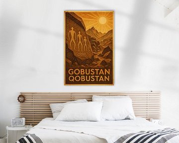 Gobustan Petroglyphs Art Print – Azerbaijan Rock Carvings & Landscape by Travel Shop