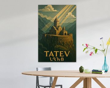 Tatev Monastery Vintage Poster – Armenian Cliffside Architecture Art Print by Travel Shop
