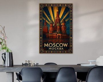 Moscow St. Basil's Cathedral Poster – Vintage Art Deco Red Square Print by Travel Shop