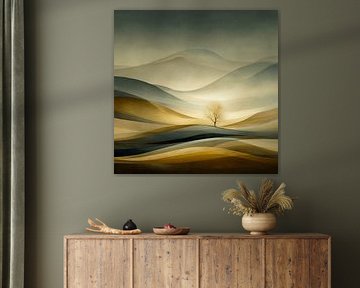 The Lone Tree in the Golden Waves by Karina Brouwer