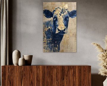 Cow in Gold and Blue by Thea