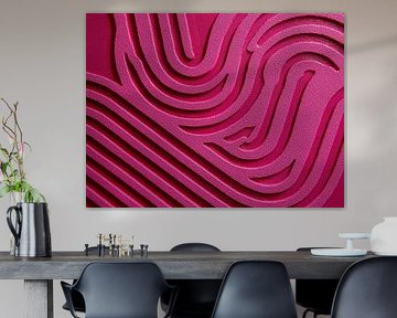 Pink Relief | Magenta Wavy Lines Relief by Modern Collection