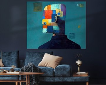 Head with Colour Areas | Colourful Head by ARTEO Paintings