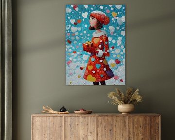 Christmas girl | Red Hat Gift by ARTEO Paintings
