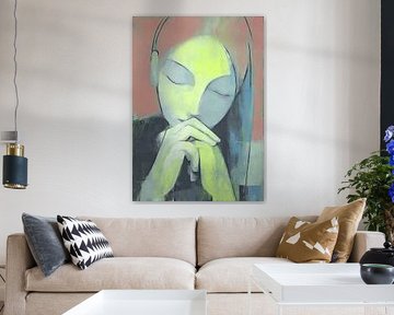 Woman Portrait | Closed Eyes, Folded Hands by ARTEO Paintings