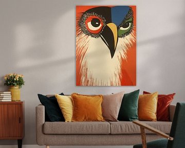 Uil Schilderij in Felgekleurde Stijl