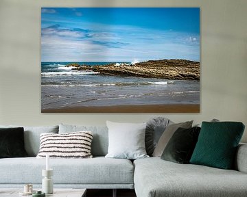 itzurun beach or zumaia beach in spain