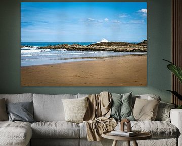 itzurun beach or zumaia beach in spain