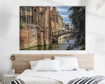 Queens College and Mathematical bridge in Cambridge, England