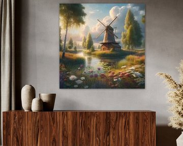 Windmolen in de zomer van Tatjana Korneeva