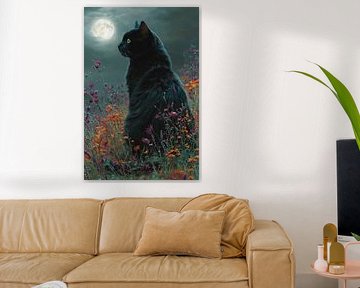 La gardienne des ombres : un croissant de lune doré au-dessus des brumes automnales sur Erika Kaisersot