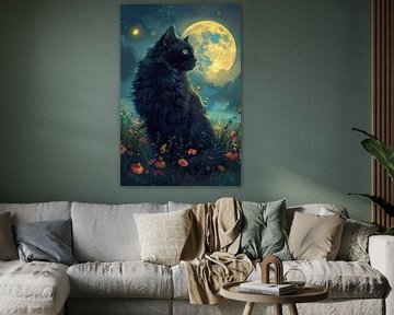 Die Samtpfote im Mohnfeld: Intensität des Gelbmondes von Erika Kaisersot