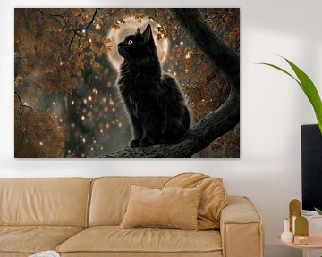 Der Goldene Herbstwächter – Katze unter Laternenglühen von Erika Kaisersot