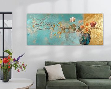 Turquoise Bloom Drift by Eye catching paintings