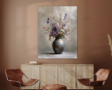 flower vase | Wildflowers in Japandi Vase by Eye catching paintings