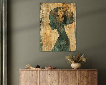 Zurückhaltende Frau mit Blumen von Kunst Laune