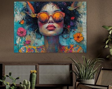 Woman Behind Orange Glass by Art Whims