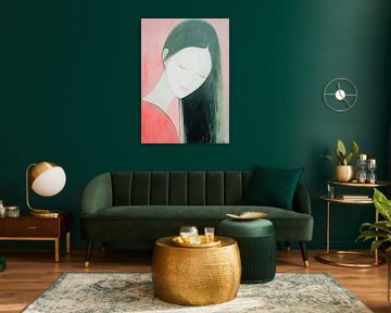 Long Hair | Soft Face, Dark Flow by ARTEO Paintings