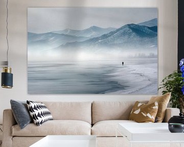 Winterstille - Bildende Kunst IJsmeer und Bergen