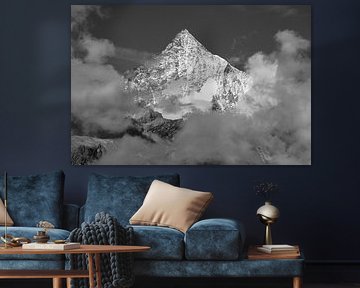 Weisshorn, zwart-wit, Zermatt, Wallis, Zwitserland van Torsten Krüger