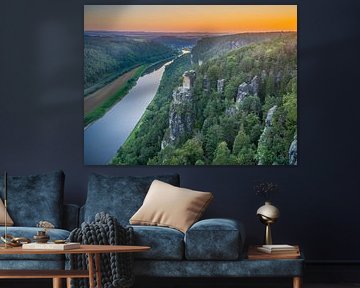 Vue sur l'Elbe depuis la Basteiaussicht