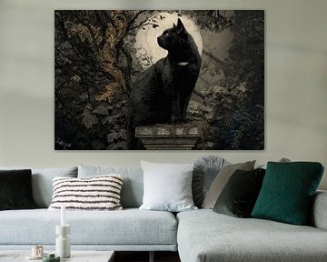 Chat de la lune noire - Gardien mystique de la nuit sur Erika Kaisersot